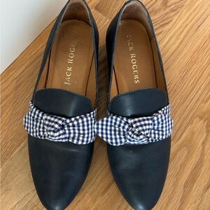 Jack Rogers Navy Loafers with Gingham Accent